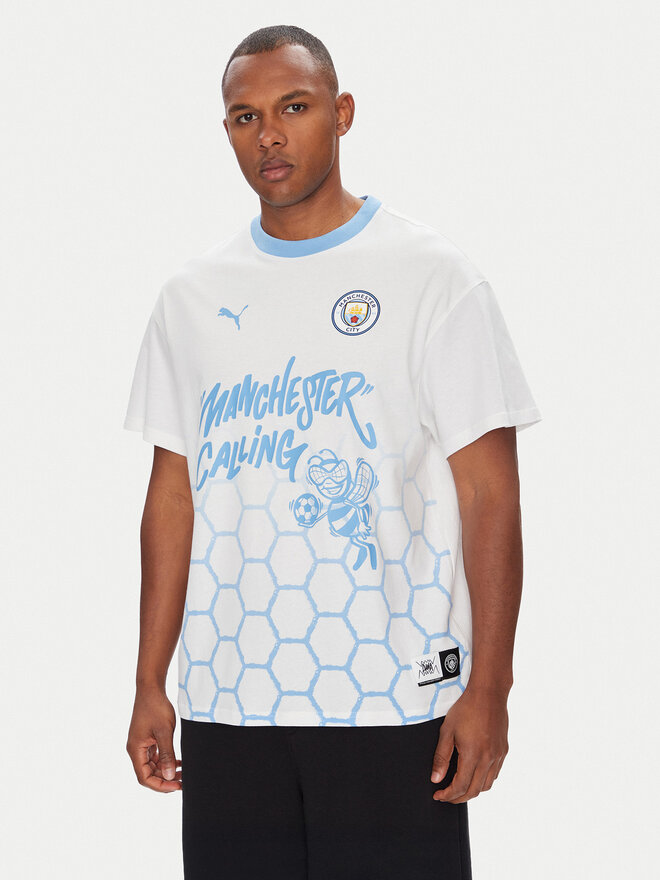 Puma Puma Marškinėliai CWC Hoops x Man City 631695 Balta Regular Fit
