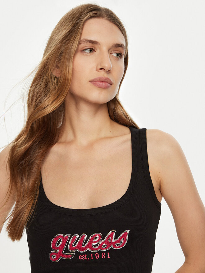 Guess Guess Τοπ W5RP03 KA0H1 Μαύρο Regular Fit