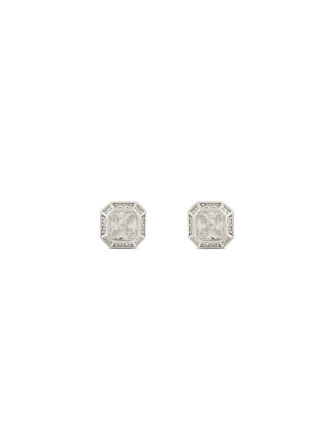 ICED STUFF Uhani ICED STUFF Emerald Cut Belo zlato