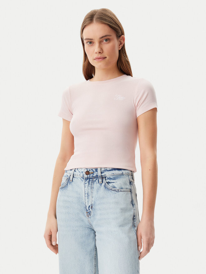 Guess Guess Marškinėliai W5GP62 KA0H1 Rožinė Regular Fit