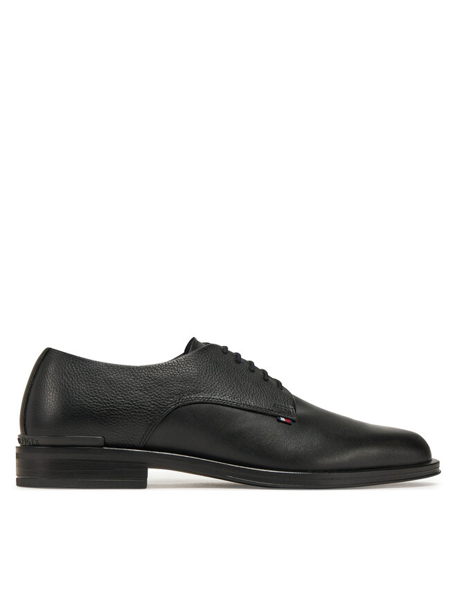 Tommy Hilfiger Pusbačiai Tommy Hilfiger Core Hilfiger Leather Shoe FM0FM05375 Juoda