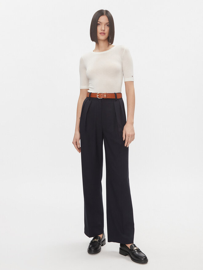 Tommy Hilfiger Tommy Hilfiger Marškinėliai Slim Soft Tencel C-Nk 1/2Slv WW0WW39789 Écru Slim Fit