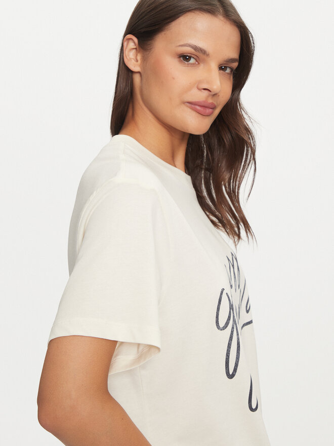 Guess Jeans Guess Jeans T-Shirt W4BI54 K8HM0 Écru Boxy Fit