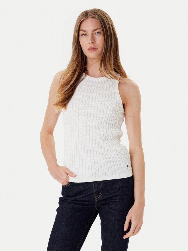 Tommy Hilfiger Tommy Hilfiger Top WW0WW45706 Écru Slim Fit