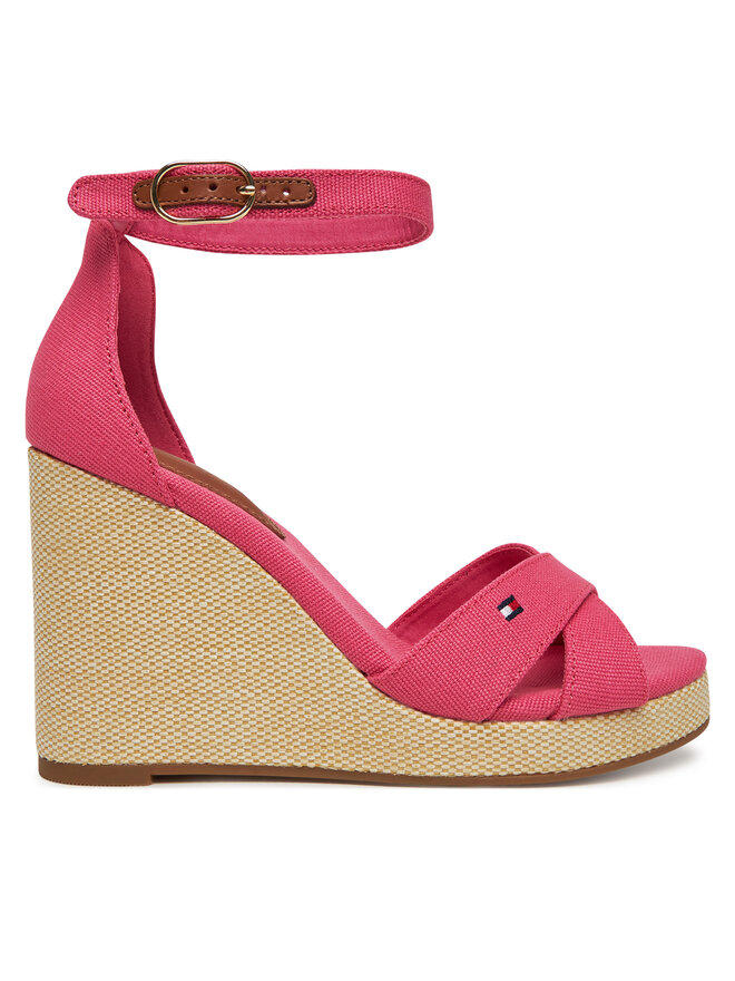 Tommy Hilfiger Sandały Tommy Hilfiger Flag High Wedge Espad Crisscross FW0FW08661 Różowy