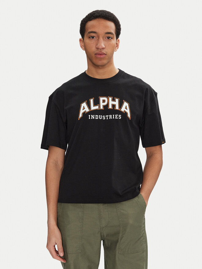 Alpha Industries Alpha Industries Marškinėliai College 146501 Juoda Relaxed Fit