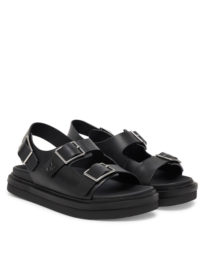 Calvin Klein Jeans Σανδάλια Calvin Klein Jeans Flat Molded Sandal Buckle YW0YW01785 Μαύρο