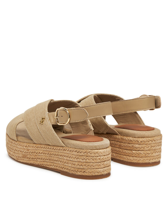 Tommy Hilfiger Espadryle Tommy Hilfiger Denim Espadrille Platform Sandal FW0FW08669 Beżowy