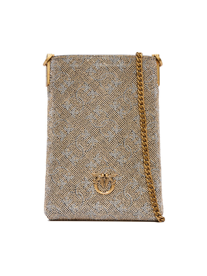PINKO Rankinė telefonui PINKO Phone Case Monogram Full Strass AI 25-26 PCPL 105358 A20D Auksinė