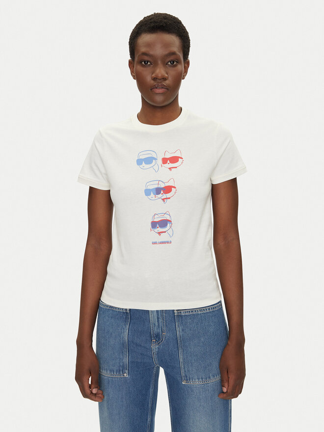 KARL LAGERFELD KARL LAGERFELD T-Shirt A2W17112 Écru Regular Fit