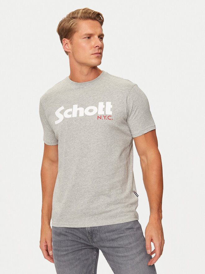 SCHOTT N.Y.C. SCHOTT N.Y.C. Marškinėliai TSLOGO Pilka Regular Fit