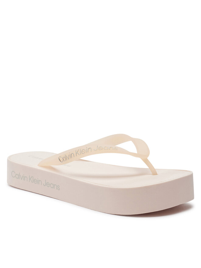 Calvin Klein Jeans Žabky Calvin Klein Jeans Beach Sandal Flatform Logo YW0YW01092 Růžová