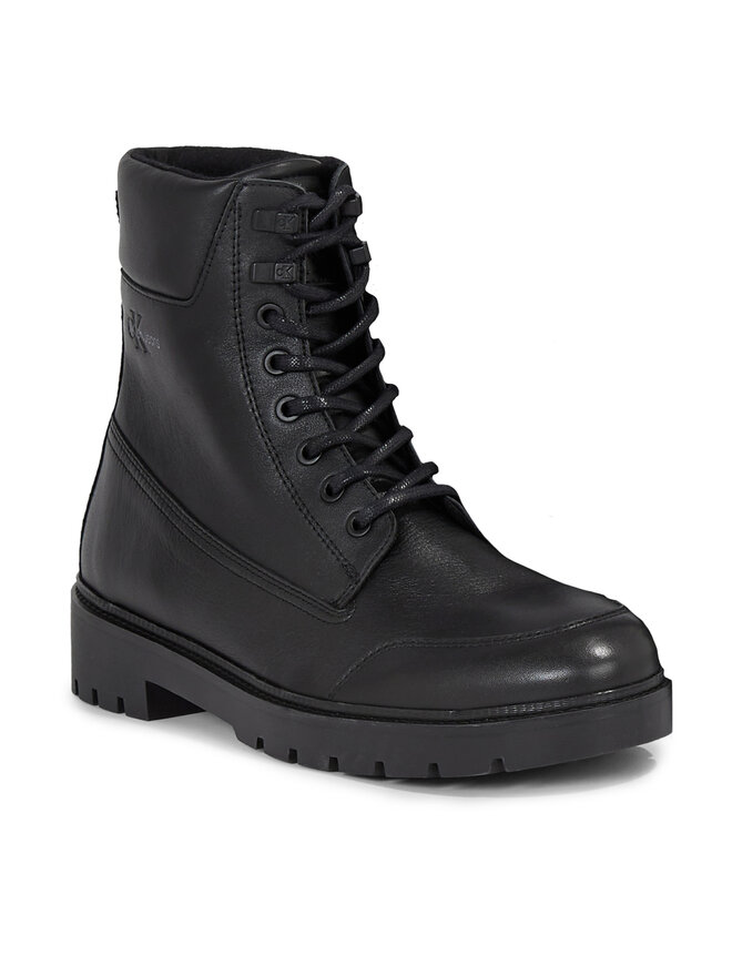 Calvin Klein Jeans Planinarske cipele Calvin Klein Jeans Combat Mid Laceup Wl Lth YM0YM00847 Crna