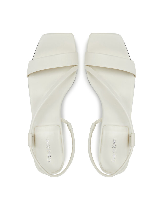 Calvin Klein Sandali Calvin Klein Heel Sandal 50 Squared Lth HW0HW02534 Bianco