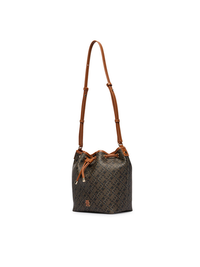 Tommy Hilfiger Handtasche Tommy Hilfiger Th Monoplay Bucket Le AW0AW18847 Schwarz