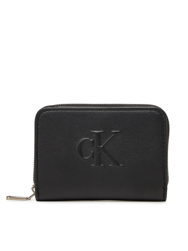 Calvin Klein Jeans Малък дамски портфейл Calvin Klein Jeans Sculpted Med Flap Zip Around LV04K1004G Черен