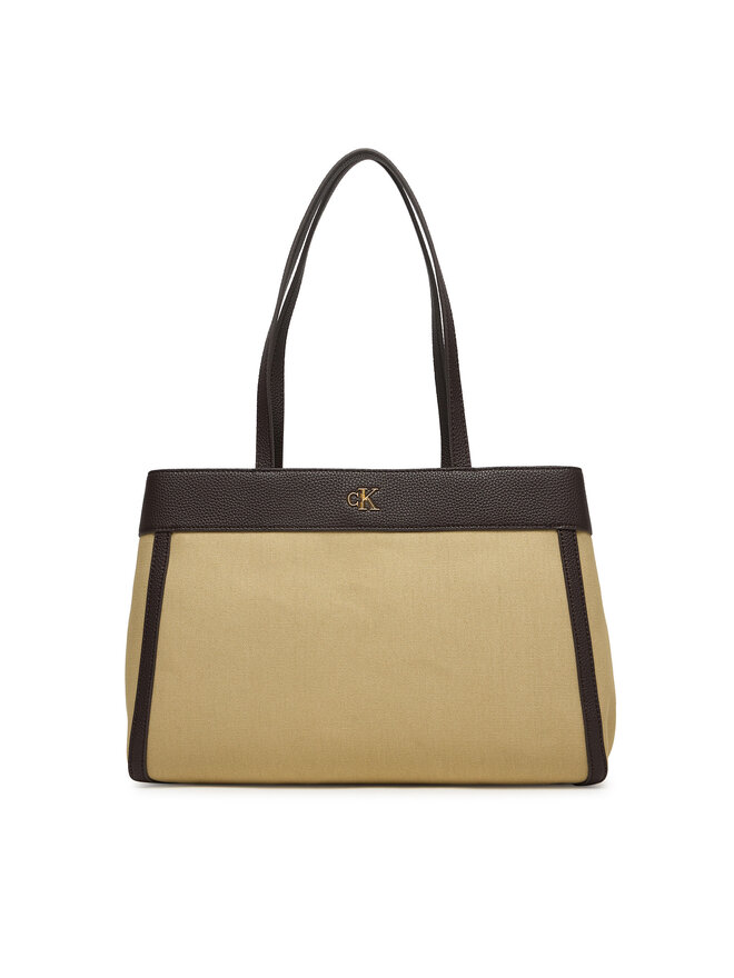 Calvin Klein Handtasche Calvin Klein Ck Canvas Medium Tote LV04F3503G Beige