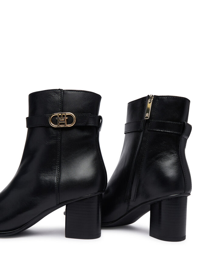 Tommy Hilfiger Stiefeletten Tommy Hilfiger Th Strap Leather Block Heel Boot FW0FW09488 Schwarz