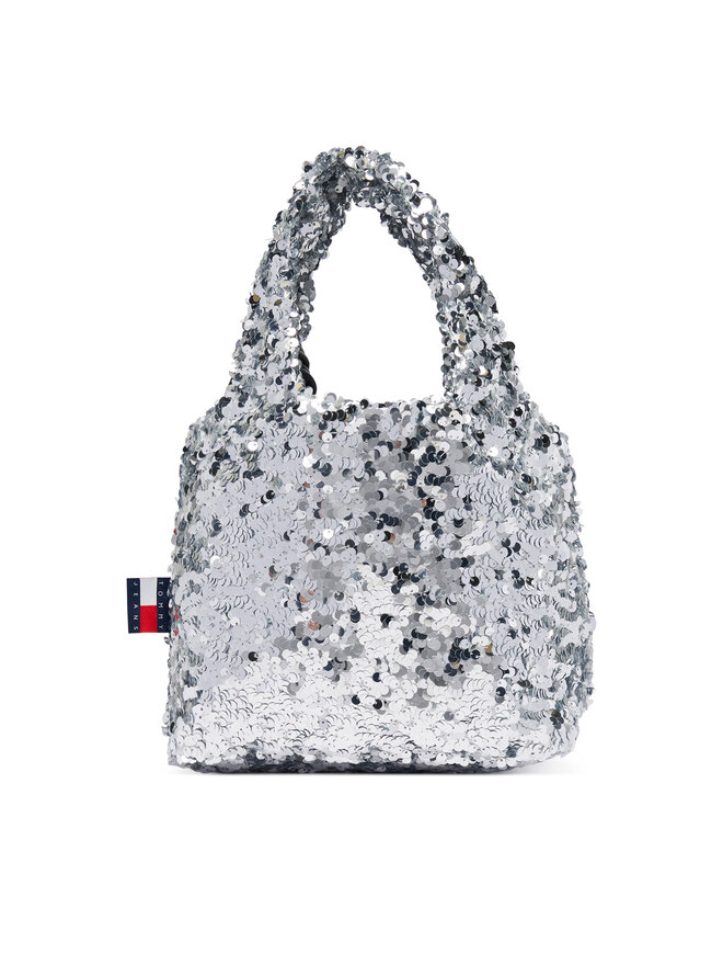 Tommy Jeans Handtasche Tommy Jeans Tjw Bodega Sequins Shopper AW0AW19091 Silberfarben