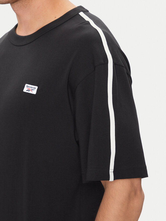 Reebok Reebok Marškinėliai Cl Court Sport Ss Tape Tee 100202807 Juoda Regular Fit