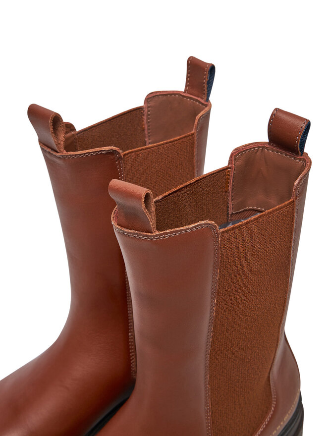 Tommy Hilfiger Kotníková obuv s elastickým prvkem Tommy Hilfiger Monochromatic Chelsea Boot FW0FW06730 Hnědá