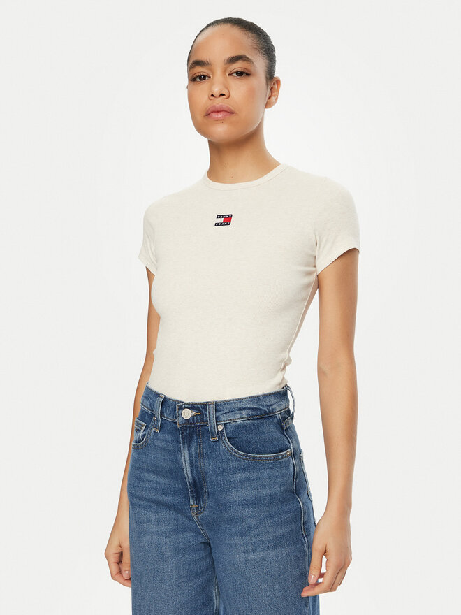 Tommy Jeans Tommy Jeans Marškinėliai DW0DW20463 Smėlio Slim Fit