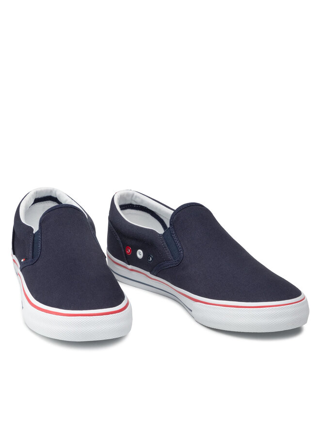 Tennis Tommy Jeans Textile Slip On EM0EM00002 Bleu marine chaussures