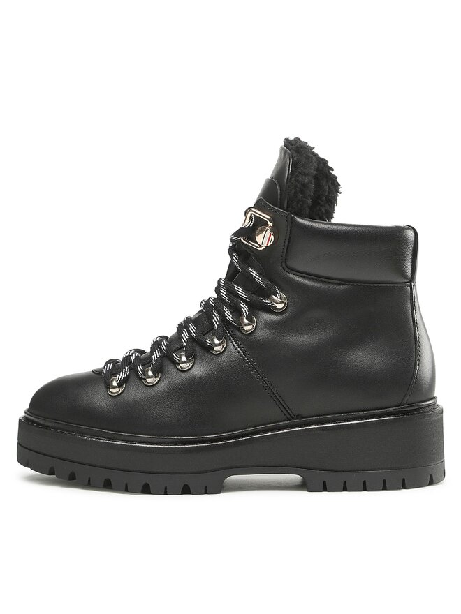 Tommy Hilfiger Μποτάκια Tommy Hilfiger Leather Outdoor Flat Boot FW0FW06725 Μαύρο