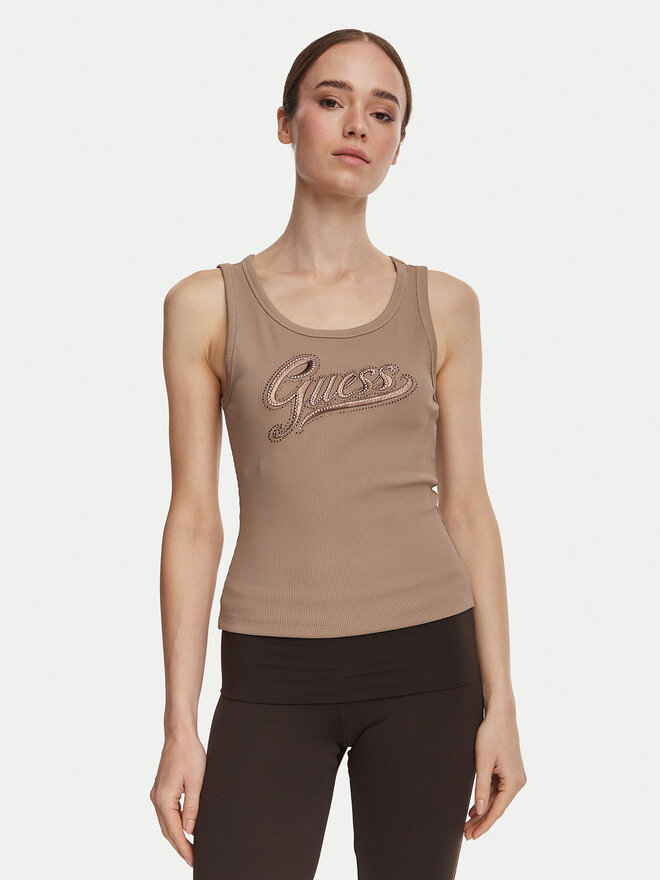 Guess Guess Топ W6YP30 K4380 Світло-коричневий Slim Fit