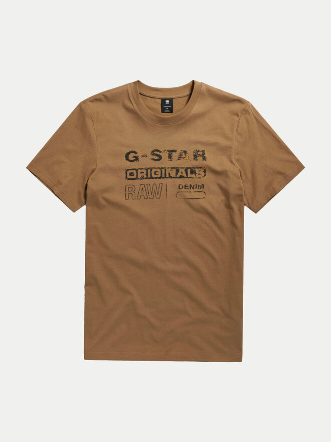 G-Star Raw G-Star Raw T-shirt Distressed D24420-336-7172 Smeđa Slim Fit