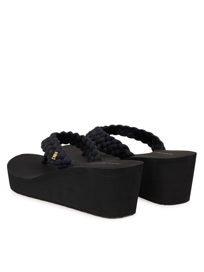 Tommy Hilfiger Zehentrenner Tommy Hilfiger Th Wedge Braided Summer Sandal FW0FW09198 Schwarz