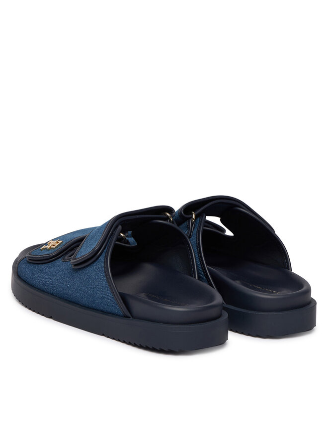Tommy Hilfiger Pantoletten Tommy Hilfiger Double Strap Denim Sandal FW0FW09123 Blau
