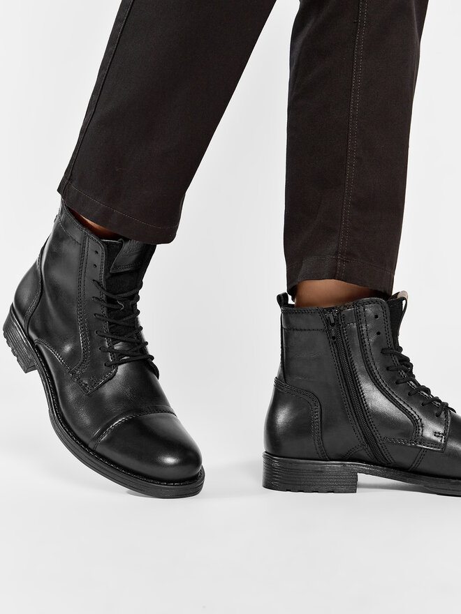 Jack&Jones Čižmy Jack&Jones Russel Leather 12155999 Čierna