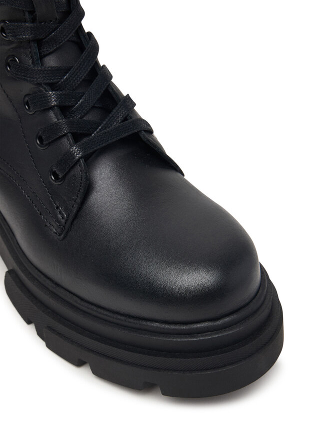 Tommy Hilfiger Schnürstiefeletten Tommy Hilfiger Leather Th Buckled Lace-Up Boot FW0FW09550 Schwarz