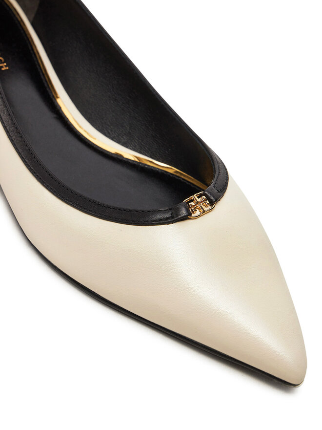 Tory Burch Μπαλαρίνες Tory Burch Double T Buckle Pointed 155739 Μπεζ