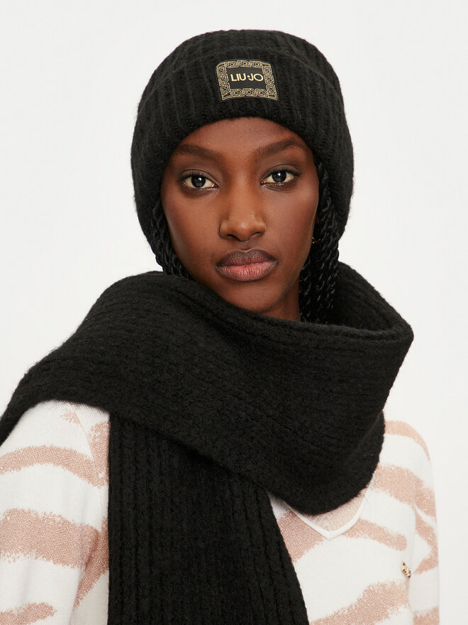 Liu Jo Sada čepice a šál Liu Jo Set Sciarpa Beanie 2F4036 M0300 Černá