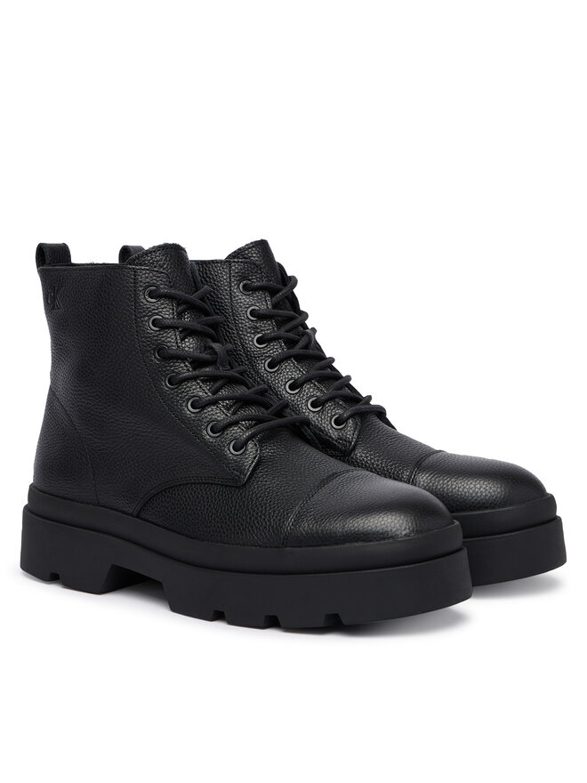 Calvin Klein Schnürstiefeletten Calvin Klein Lugged Mid Lace Up Tc Tu Lth HM0HM02267 Schwarz