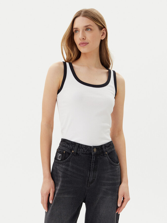 Pieces Pieces Marškinėliai May 17154484 Balta Slim Fit