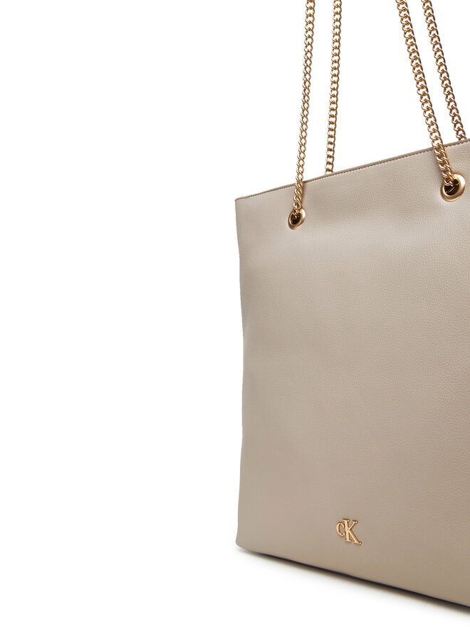 Calvin Klein Ročna torba Calvin Klein Minimal Monogram Chain Tote LV04F3204G Bež