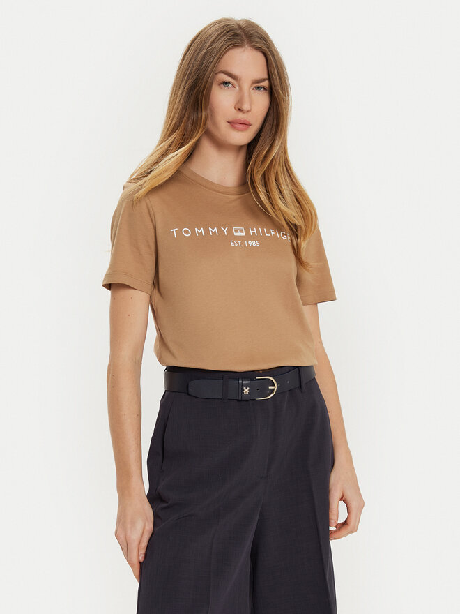 Tommy Hilfiger Tommy Hilfiger Majica WW0WW40276 Bež Regular Fit