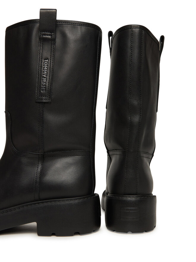 Tommy Jeans Stiefeletten Tommy Jeans Tjw Leather Mid Tubular Boot EN0EN02834 Schwarz