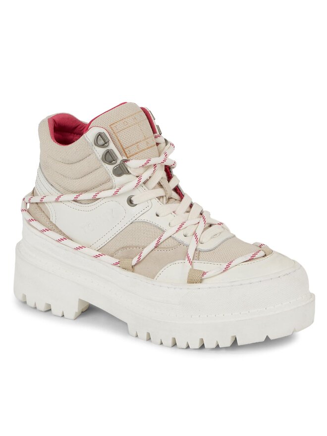 Tommy Jeans Schnürstiefeletten Tommy Jeans Tjw Hybrid Boot EN0EN02338 Weiß