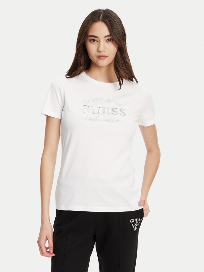 Guess Guess Marškinėliai V5YI12 J1314 Balta Regular Fit