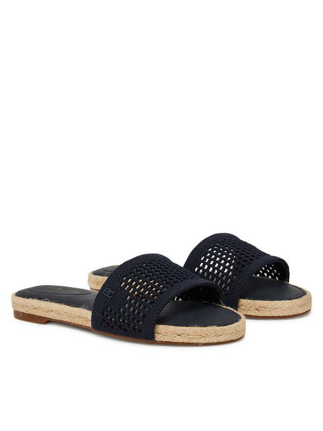 Tommy Hilfiger Espadrilles Tommy Hilfiger Knit Mesh Espadrille Flat Sandal FW0FW08744 Tumši zils
