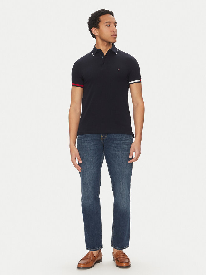 Tommy Hilfiger Tommy Hilfiger Pólóing Flag Cuff MW0MW38458 Sötétkék Slim Fit