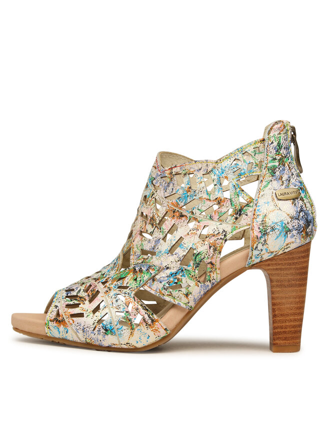 Laura Vita Sandales Femme Sandales LAURA VITA Albane 048 - Talon 8cm - Cuir - Bleu Azur Ou Jaune Citron Chaussures Laura Vita