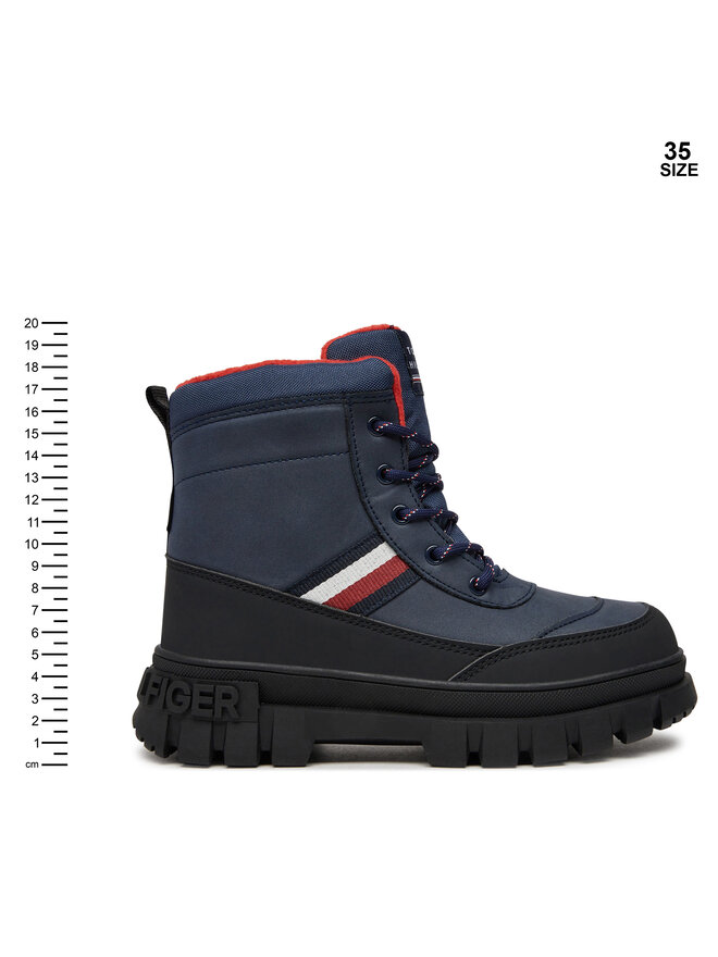 Tommy Hilfiger Outdoorová obuv Tommy Hilfiger Stripes Fur Boot T3X5-33713-1487 S Tmavomodrá