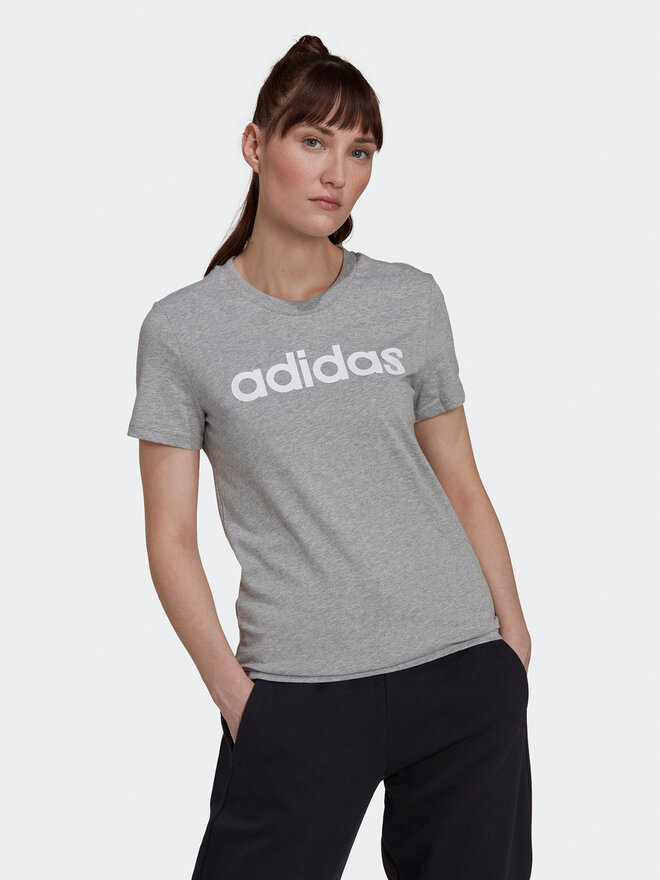 adidas adidas Marškinėliai Essentials Logo HL2053 Pilka Slim Fit