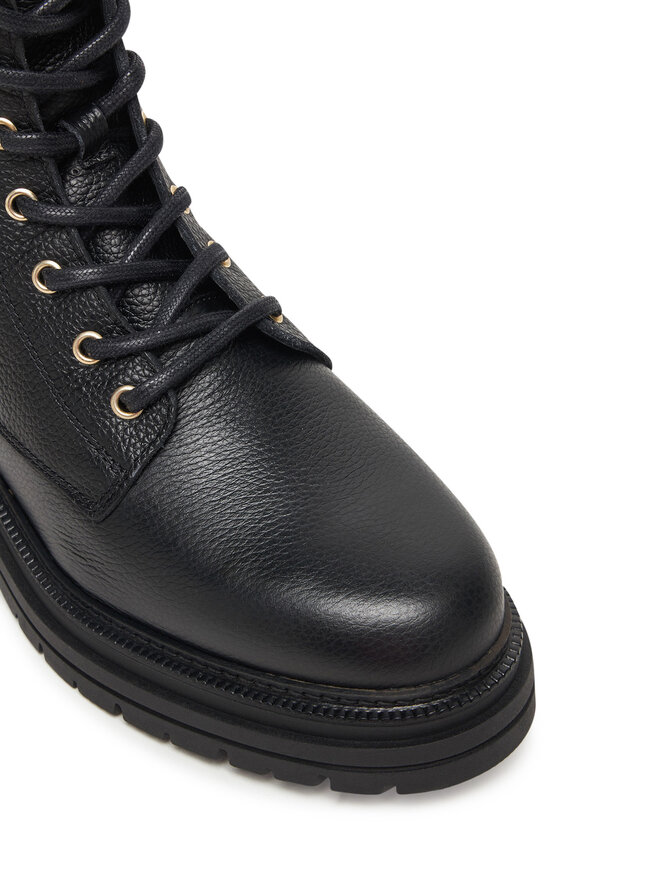 Tommy Hilfiger Botines planos Tommy Hilfiger Th Plaque Pebble Lace Boot Warm FW0FW08767 Negro