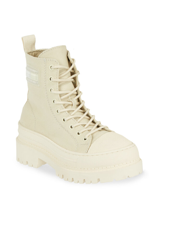 Tommy Hilfiger Polokozačky Tommy Hilfiger Tjw Foxing Canvas Boot EN0EN02216 Béžová